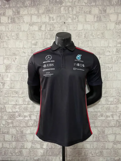 2023 Black Mercedes Racing F1 Polo Shirt Formula 1 S M L XL XXL XXXL