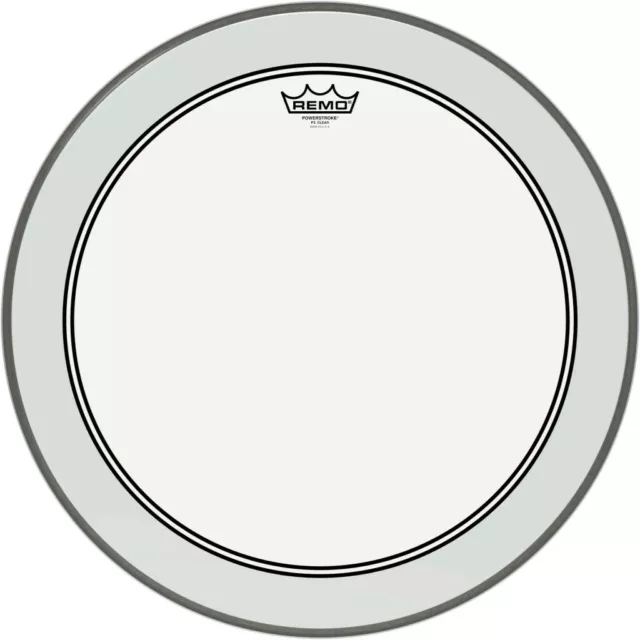 Remo P3 Powerstroke 3 Clear Bass Drum Head 18, 20 or 22