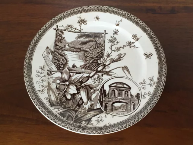 Wallis Gimson & Co THE WORLD TEMPLE BAR Aesthetic Brown Dinner Plate c. 1884 2