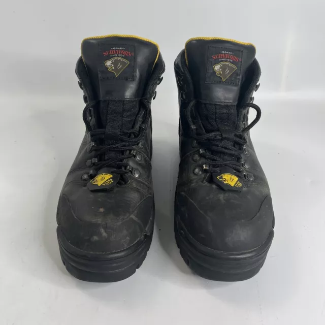 Herman Survivors Mens Black Leather Steel Toe Waterproof Work Boot Size 10 FURY