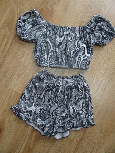 Pantaloncini e set top per ragazze River Island bianco nero 2 pezzi età 7 - 8 anni