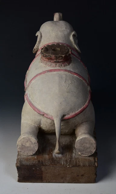 19th Century, Mandalay, Antique Burmese Wooden Lying Elephant 7