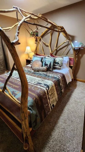 Rustic Cedar Canopy Bed Full Frame Log Limbed Solid Wood Custom Cabin Furniture