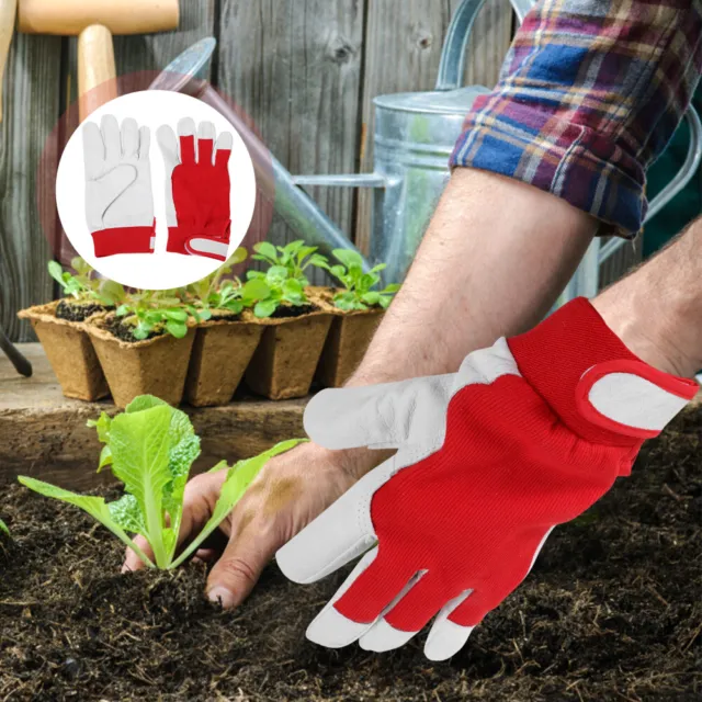 Gants de travail en cuir pour femme jardinier plantation, gants de jardinage  de protection durables, (vert)
