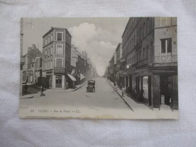 Cpa Back Green Orne 61 Flers Rue De Paris