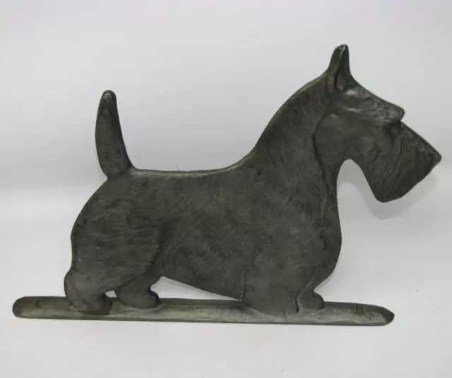 Vintage Scottish Terrier Scottie mailbox door gate emblem cast tin/pewter dog 10