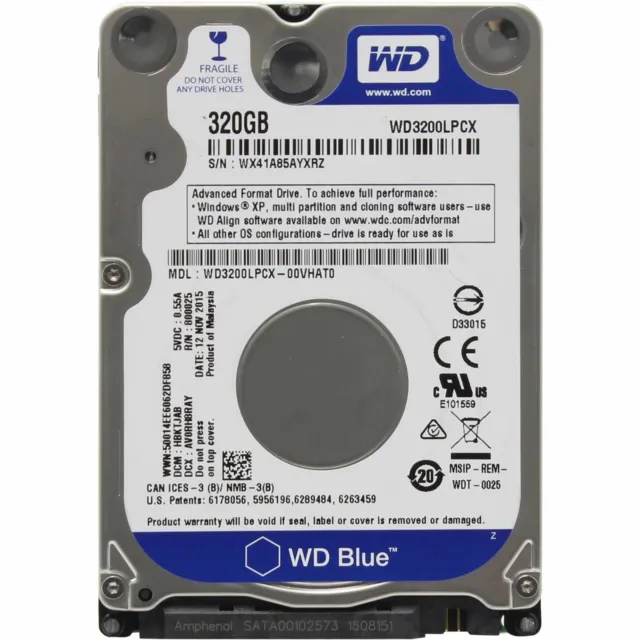Hard Disk 320GB Western Digital SATA 2,5 " WD3200LPCX Internal Notebook Laptop