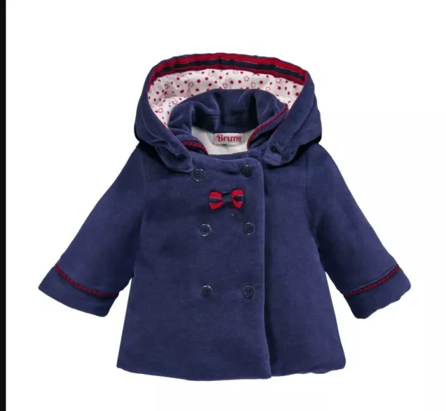 BRUMS Cappotto giacca invernale in ciniglia blu bimba bambina 1-2 anni [18 MESI]