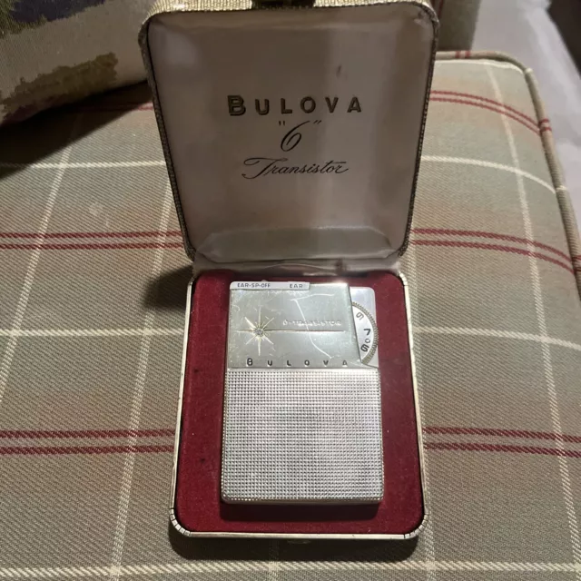 Vintage BULOVA 6-Transistor Radio W/Clam Shell Box Untested