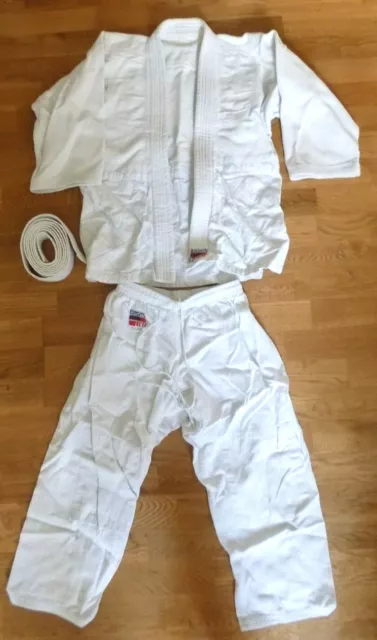 Used Kwong Club Kids Boys Girls Judo Jiu Jitsu Heavy Weight Uniform Cotton 0 140