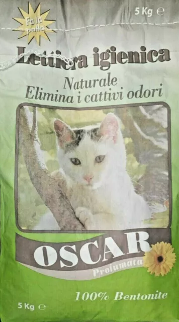 LETTIERA PER GATTI OSCAR 100% BENTONITE SABBIA GATTO AGGLOMERANTE PROFUMATA 5 Kg