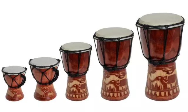 Kinder Djembe Trommel 15cm 20cm 25cm 30cm Bongo Elefant Holz A2