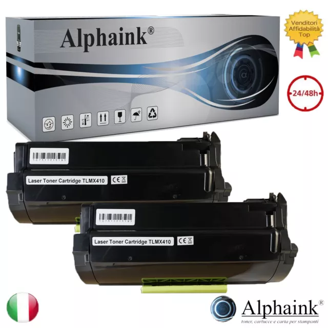 2 Toner MX-410 Compatibile 60F2000 Lexmark MX 310DN 410DE 510DE 511 10000 COPIE