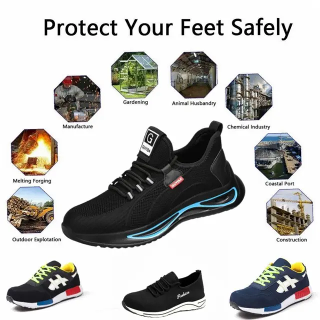 LIGHTWEIGHT STEEL CAP Toe Safety Shoes Work Boots Hiking Women Men ...