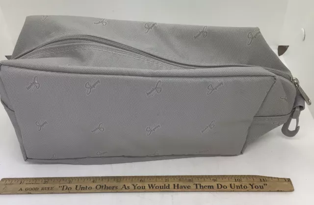 Vintage SKYWAY Luggage Cosmetic Bathroom Bag 12” X 4.5” Gray Mint Condition