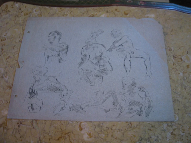Vintage Antique Early 20th Century Edward Comly Trego Drawing Study Man / Woman