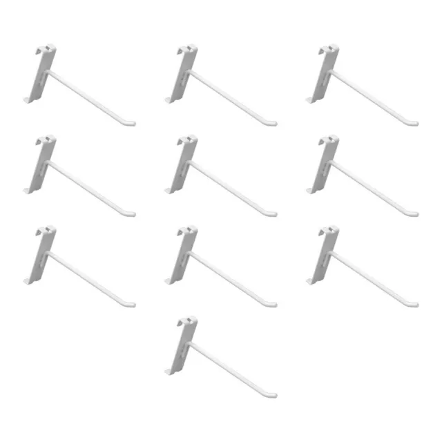 10 PC 6" Gloss White Grid Wall Metal Hooks Display For Use W/ Gridwall Panels