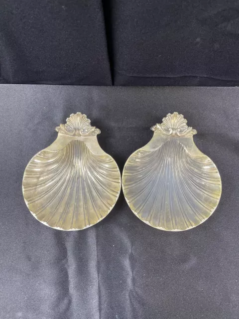 Vintage Sheffield England Clam Shell Dish Reproduction 1700-1800 2pc made in usa