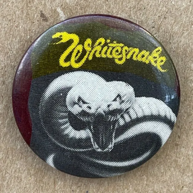 Vintage 80s WHITESNAKE button Trouble pin badge David Coverdale rock band