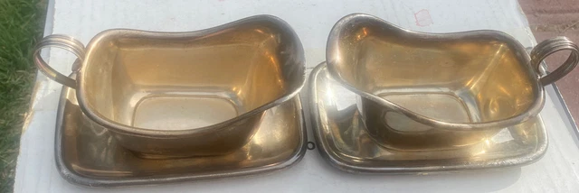 Pair Of Chelsea By Wallace Sterling Silver Sauce Boat With Under Plate #4480