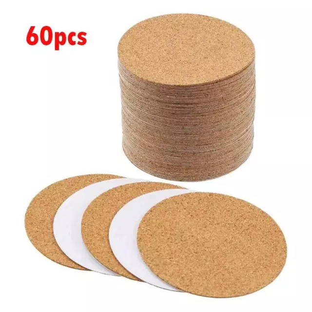 60pcs Auto Adesivo Sughero Sottobicchieri Supporto Fogli 10cm/10cm