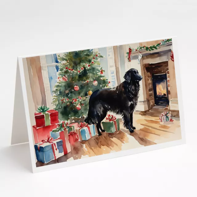 Flat-Coated Retriever Cozy Christmas Cards Envelopes Pack of 8 DAC2658GCA7P