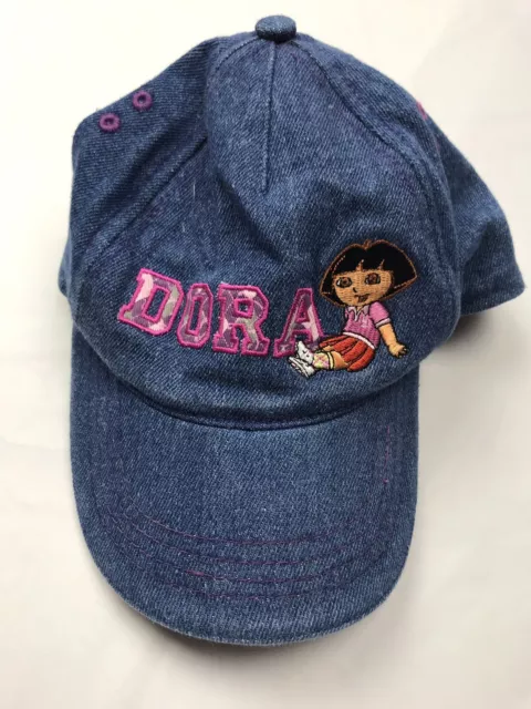 Dora The Explorer Hat Denim Blue Jean Adjustable OSFM Vintage Embroidered