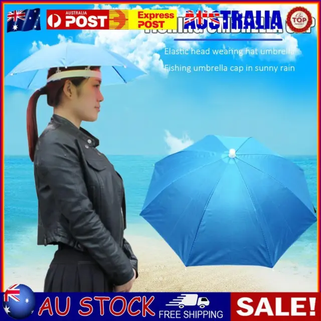 FISHING UMBRELLA HAT Foldable Outdoor Sun Shade Waterproof Cap (Skyblue)  $10.33 - PicClick AU