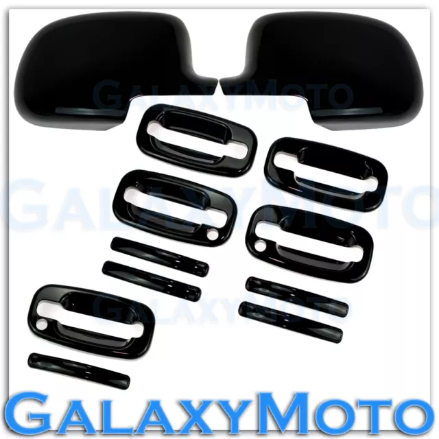 00-06 Chevy Tahoe Black Mirror+4 Door handle PSG Keyhole+Tailgate Barn Cover
