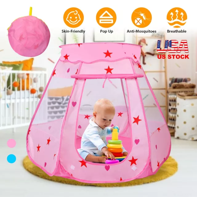 Portable Kids Toys Princess Play Tent Girls Balls Pit Castle Gift for 1-6 Years