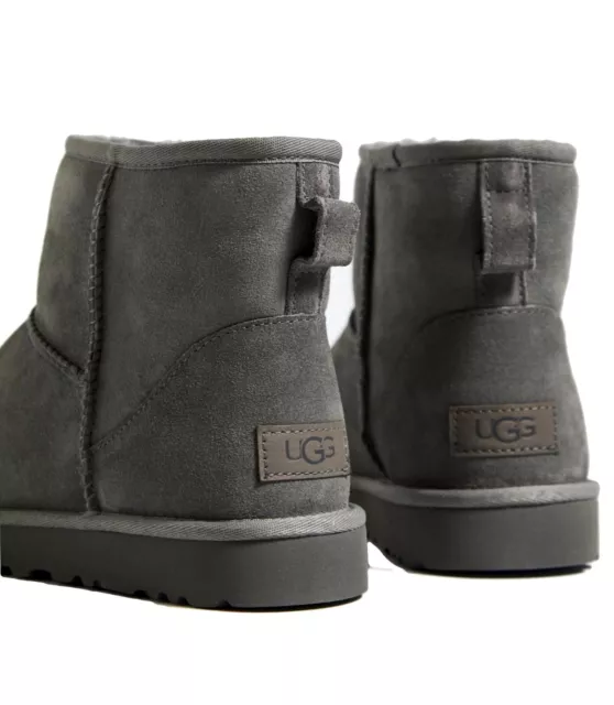 NEW 100% Authentic UGG Classic Mini II Women's Winter Ankle Boots Grey 1016222