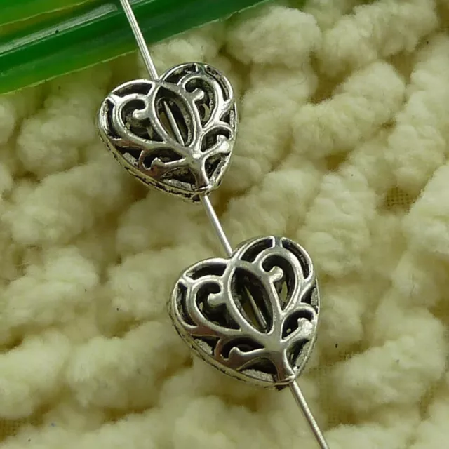 180 piezas espaciadores de corazón huecos de plata tibetana 12X12 mm S3142