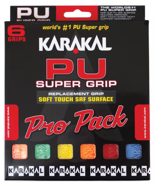 Karakal PU Super Grip Universal Squash Racquet Racket Replacement Grip 6 Pack