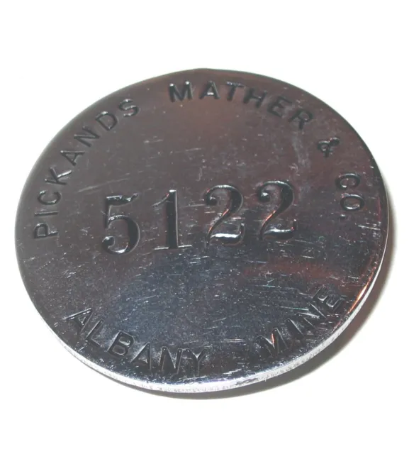 Old Minnesota Pickands Mather Albany Mine Mining Employee Number Badge Pin