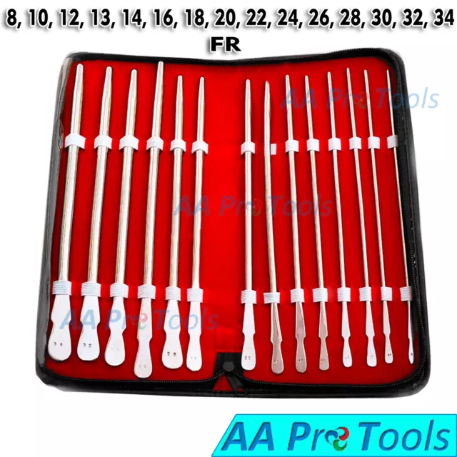 German Dittel Dilator Set Of 14 - 8Fr Through 34Fr Urethral Sounds Urology Tools German Dittel Dilator Set Of 14 - 8Fr Through 34Fr Urethral Sounds Urology Tools