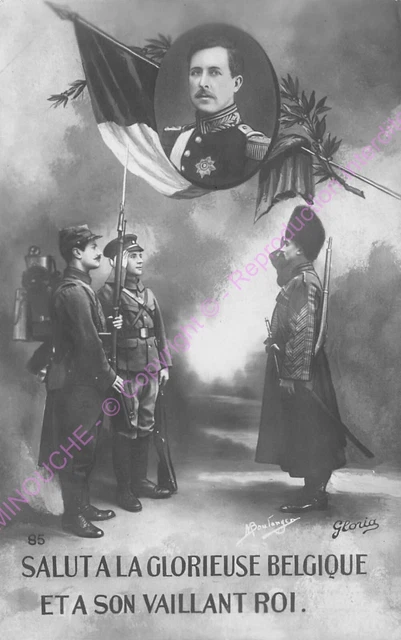 CPA Militaria Patriotic Salut to The Glorious Belgium And IN Sound Vaillant King