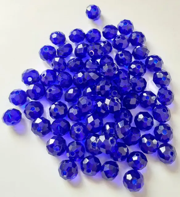 Perle en cristal facette bleu forme bohème, cristal bohème facette perle