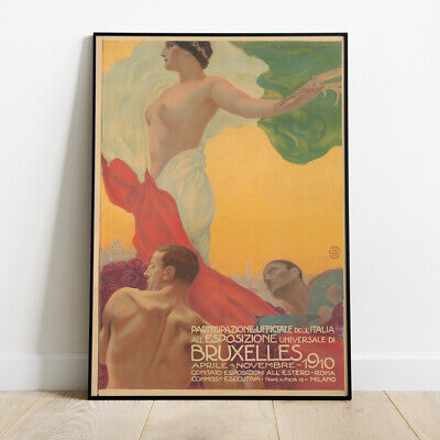 Poster Vintage Expo Bruxelles 1910 Dudovich Alta Definizione Manifesto Locandina