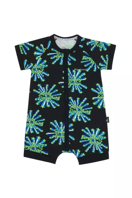 Bonds Baby Short Sleeve Zip Wondersuit Romper sizes 0000 000 00 Colour Black