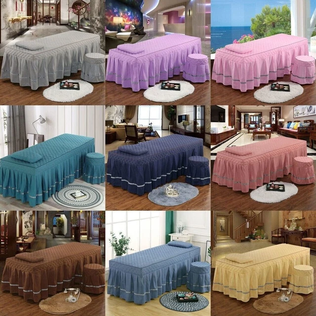 Sábana de cama de salón Falda de mesa de masaje Cenefacial Cubierta de cama con orificio facial