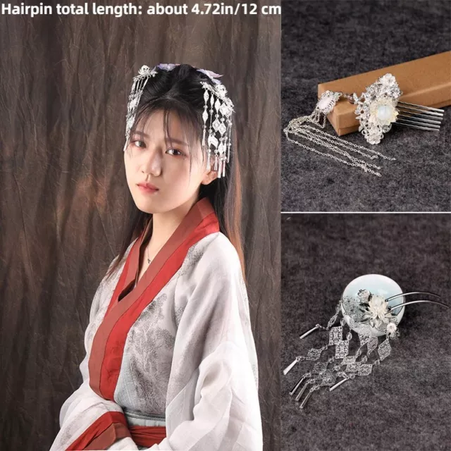 Épingle à Cheveux Hanfu Gland Kanzashi Fleur Step Secouer Pince Mariage Peigne