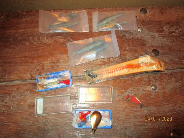 Lot De Leurres De Pêche Anciens - Mepps, Arbogast, Hopkins Etc., Hameçons Et Toupies Métal