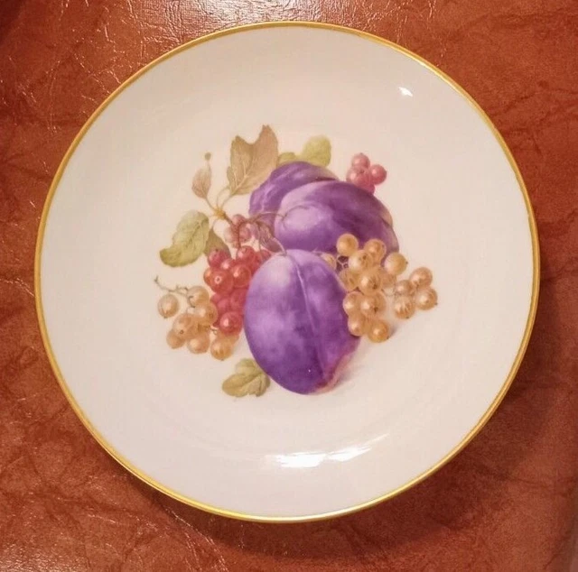 8 Baronet China Eschenbach Germany 8" Fruit Plates Various Fruits Gold Trim
