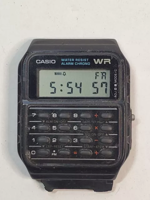 Casio Digital Calculator Watch CA-53W Black WR - Working - No Band