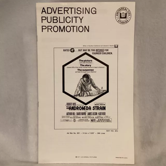 1971 The Andromeda Strain Official Advertising Publicity Promotion Pressbook