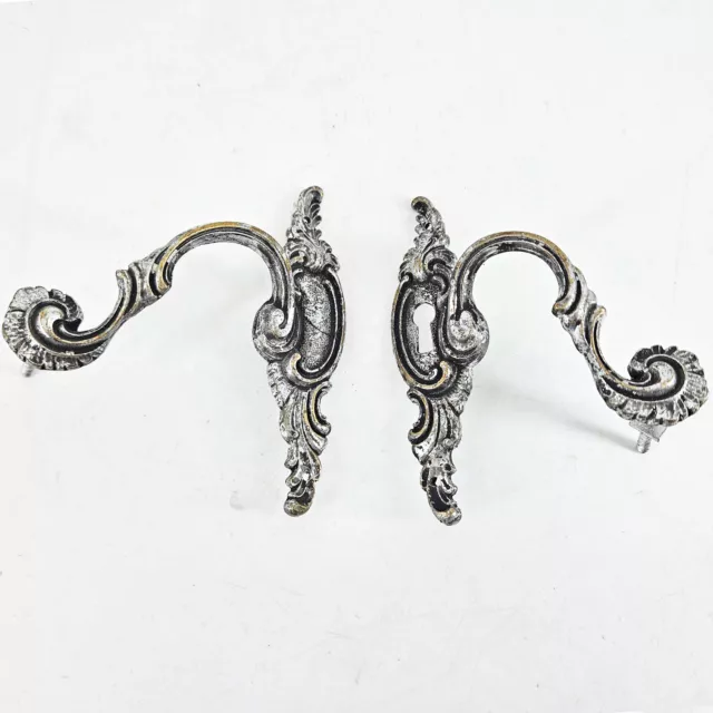 Set of 2 antique Ornate Victorian cabinet Pull Handles keyhole