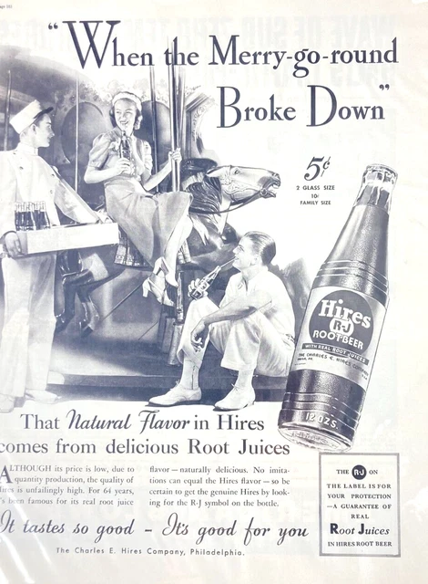 Vintage Hires Root Beer Tastes Good Good For You 1937 Magazine Print Ad AH142
