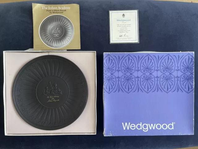 Wedgwood Black Basalt Plate - The Infant Academy Ltd Ed. 774/2500.  Box & Cert.