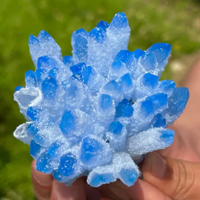 347G New Find sky blue Phantom Quartz Crystal Cluster Mineral Specimen Healing
