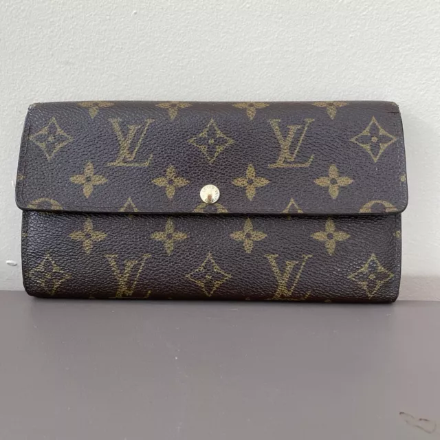 Borsa a portafoglio lunga pieghevole Louis Vuitton Monogram Portefeiulle Sarah (A)